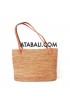 Women ata handwoven bag with wire leather handle